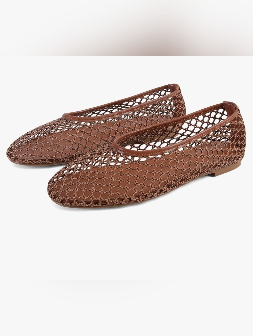 Woven Leather Ballet Flats in Brown - Women